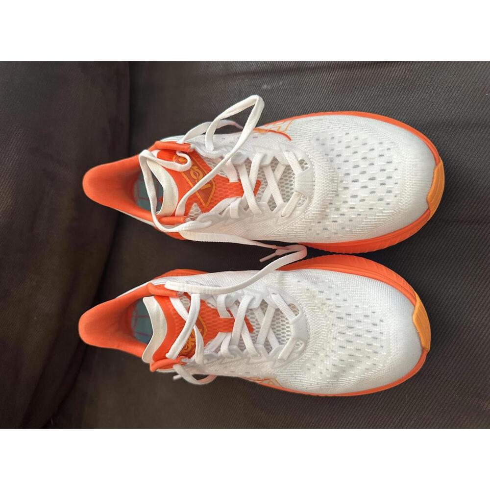 Hoka Mach 6 White and Orange Men's Athletic Running Shoes